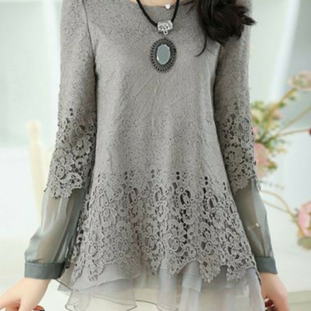 NWOT Bohemian Peasant Gray Dress Shirt Blouse